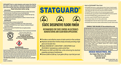 Statguard® Static Dissipative Floor Finish Label