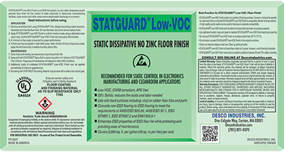 Statguard® Low-VOC Static Dissipative Floor Finish Label